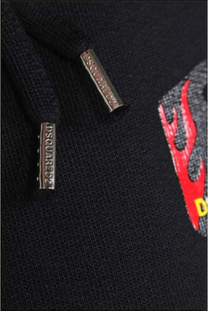 Dsquared2-Felpa-Uomo-Nera-Flame-Key-Hoodie-Black-con-Cappuccio-S74GU0349