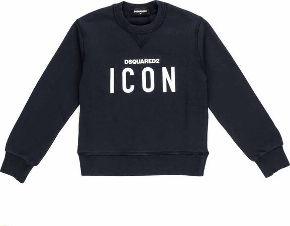 Dsquared2 Icon Felpa Uomo Dsquared 100% Cotone Con Logo Icon Navy Blu Felpa Dsquared2 Icon Euforia - Bronte, Commerciovirtuoso.it