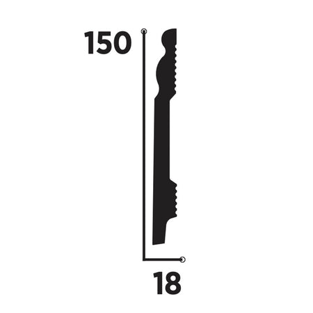 bancale da 76,8ml di Battiscopa DUCALE in POLIMERI FeelingWood-HD 150x18mm - BIANCO - Eternal Parquet