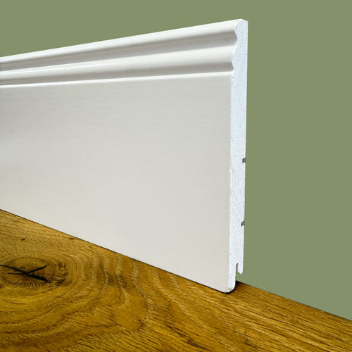 Battiscopa PREMIUM in legno MASSELLO mod.DUCALE 144x15 laccato bianco liscio (prezzo al metro) - Eternal Parquet