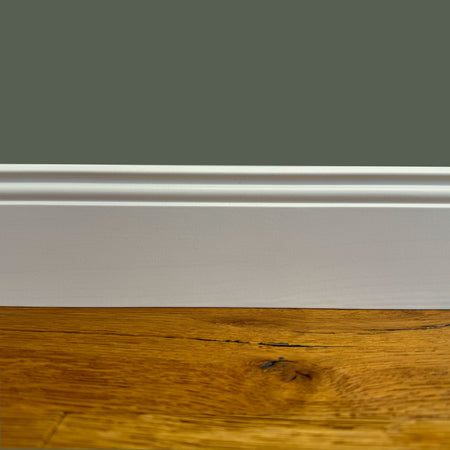 100ML di Battiscopa PREMIUM in legno MASSELLO mod.DUCALE 91x15 laccato bianco liscio - Eternal Parquet