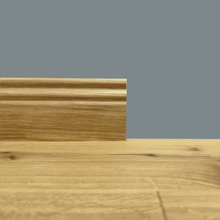 BATTISCOPA DUCALE in legno MASSELLO impiallacciato VERO LEGNO DI ROVERE 95x15 verniciato opaco poro aperto