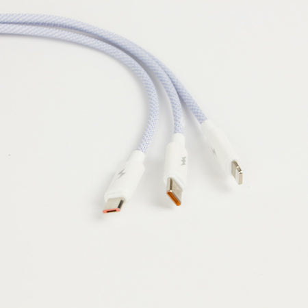 Cavo nylon 3 in 1 colorato - power 100W - USB-A