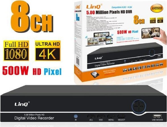 Dvr-Digital-Video-Recorder-8-Canali-Ahd-Full-Hd-1080p-4k-500w-H.265/h.264-Ahd5008