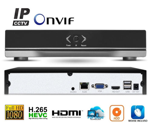 NVR Digitale IP ONVIF 8 Canali FULL HD con funzione Cloud