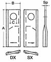 Coltello per falciatrice lunghezza 107mm foro Ø 18,5mm