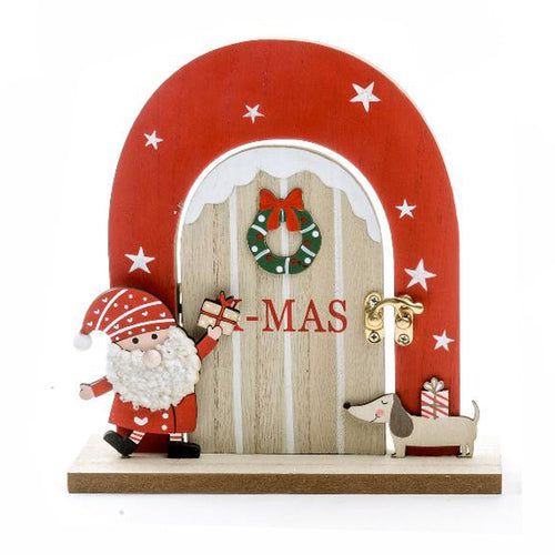 Porta decorativa in legno con babbo per decorazioni natalizie