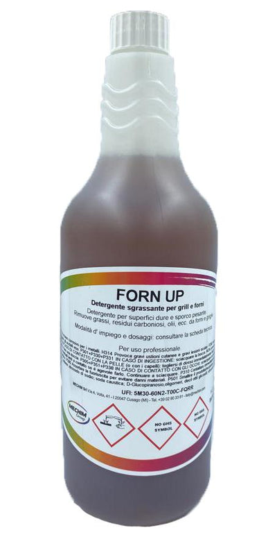 Detergente Sgrassante Decarbonizzante Forn-Up Pulizia Forni Camini Stufe a Pellet Griglie Piastre Cottura Barbecue - Flacone da 1 Litro