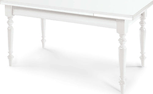 DYLAN---tavolo-da-pranzo-allungabile-in-legno-massello-80x140/180/220-con-gamba-tornita-Bianco-Milani-Home