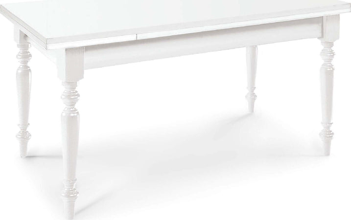 DYLAN---tavolo-da-pranzo-allungabile-in-legno-massello-80x140/180/220-con-gamba-tornita-Bianco-Milani-Home