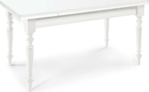 DYLAN---tavolo-da-pranzo-allungabile-in-legno-massello-85x160/200/240-con-gamba-tornita-Bianco-Milani-Home