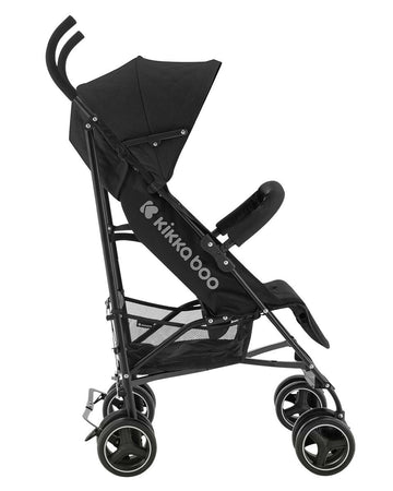 KIKKABOO Passeggino BEETLE - Passeggino da viaggio omologato fino a 22 kg - Pieghevole, Leggero, Compatto, colore NERO - telaio in alluminio, Chiusura Compatta, Schienale Reclinabile e Regolabile, Poggiagambe
