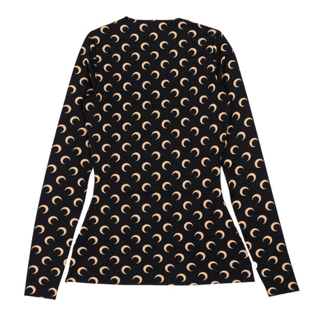 MARINE SERRE Recycled Moon Jersey Crewneck Top in Black da donna