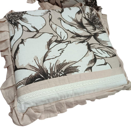 Coprisedia 40x40 Cotone e Lino Preziosa Rugiada con Frill
