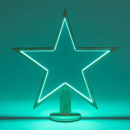 Decorazione luminosa stella natale 55 cm con base strip led multicolor per addobbi natalizi