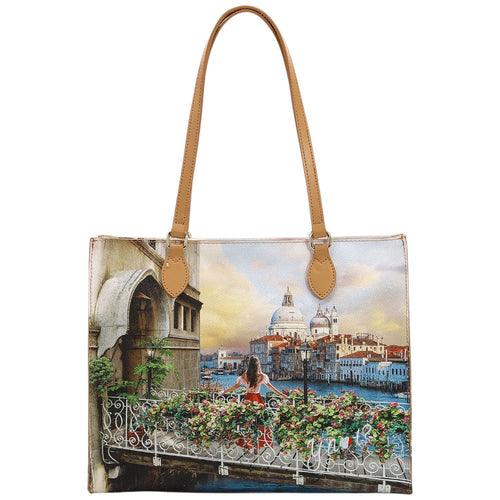 YNot borsa square shopping bag Venezia Flowery canal YES602S4