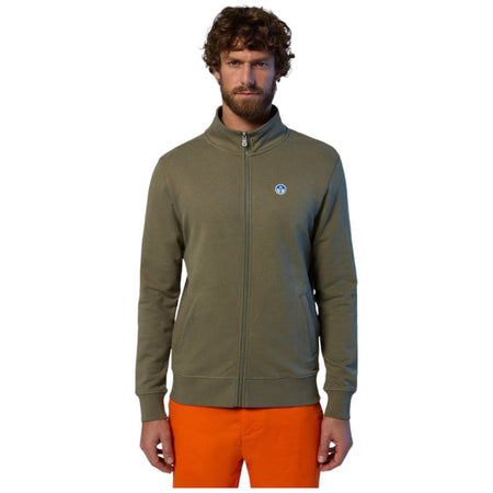 North Sails felpa con zip verde oliva Basic 691221