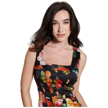 Guess abito a tubino nero fiori Alivia W4RK11 WEFC2 Vestiti Guess