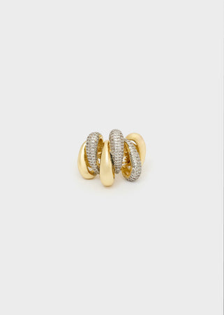 Anello over con pietre argento e oro