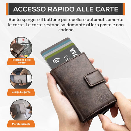 SEI G Portafoglio uomo portacarte marrone blocco RFID