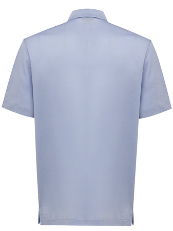 CANALI Polo Canali con zip azzurra da uomo