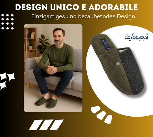 de fonseca Savoia Ciabatte Uomo Invernali da Casa, Pantofole Chiuse e Calde, Produzione Artigianale