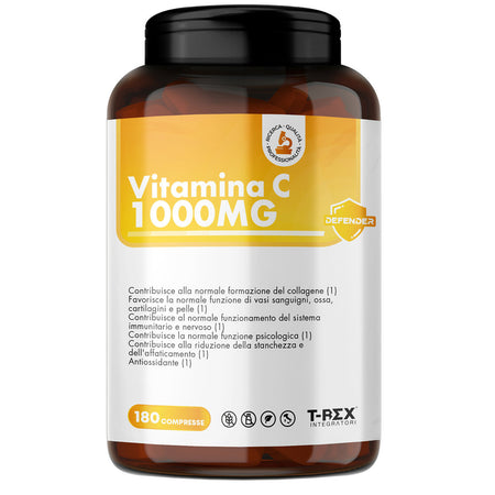 Vitamina c 1000mg, 180 compresse, 6 mesi di fornitura - alte difese immunitarie