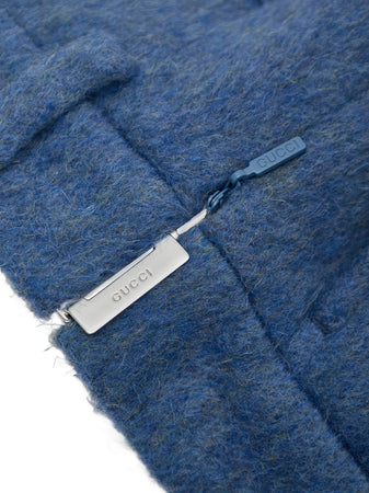 Gucci Pantaloncini Shorts Misto Mohair in Blu Avio da donna