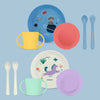 MINILAND Learning tableware Dream - set pappa educativo - bicchiere con manici, piatto piano, ciotola piatto fondo, posate - unicorno