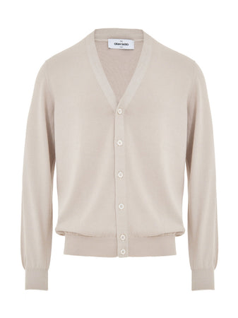 Gran Sasso Maglione Cardigan in Cotone Beige da uomo