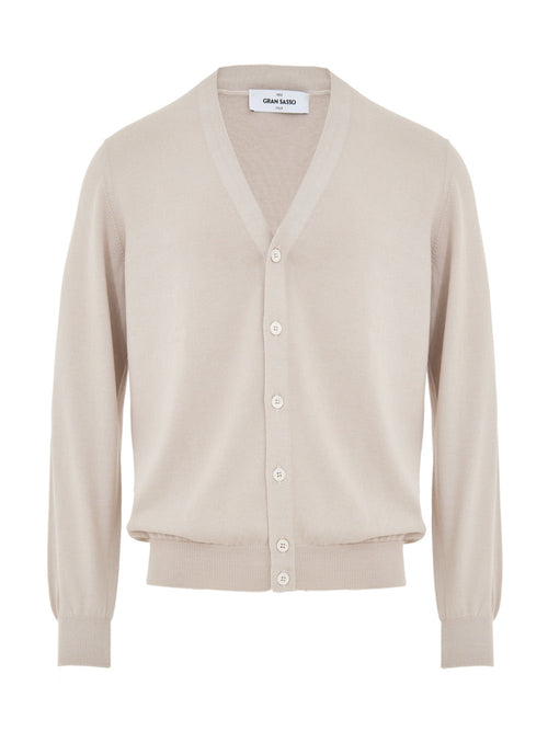 Gran Sasso Maglione Cardigan in Cotone Beige da uomo