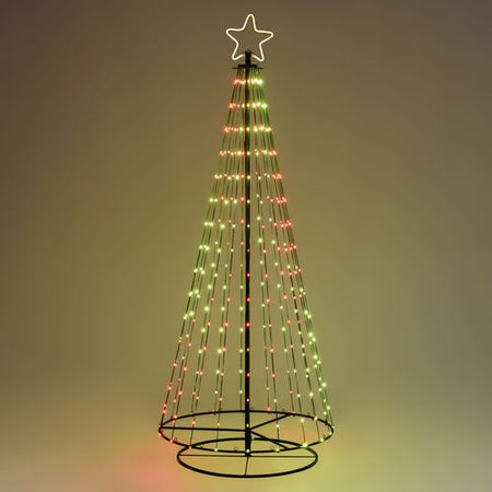 Albero Conico luminoso ripiegabile con gocce di luce da esterno