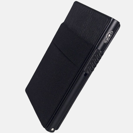 Sei G portacarte in alluminio nero con tasca elastica