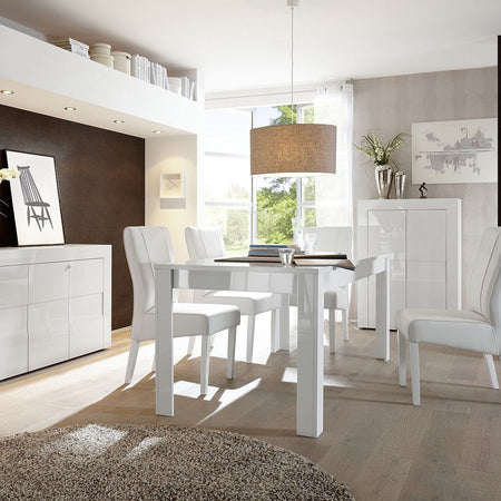 Tavolo "Gliese" con gambe e piano in MDF, design moderno, per arredo interno 137/185 x 90 h 76 cm