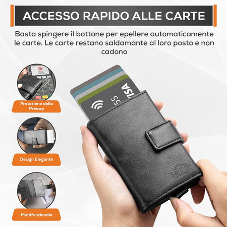SEI G Portafoglio uomo portacarte nero blocco RFID Portafogli SEI G