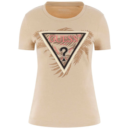 Guess t-shirt beige logo triangolo W5YI13J1314G1L7
