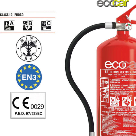 ECOCAR---Estintore-in-Polvere---Omologato-per-Casa,-Lavoro,-Auto-con-Manometro