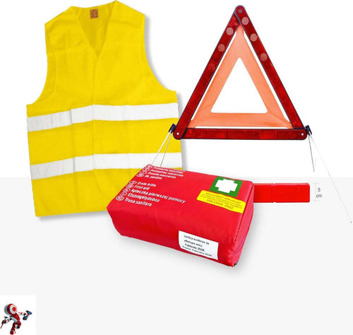 ECOCAR---Kit-Accessori-Auto,-Valigetta-di-Primo-Soccorso-Medica,-Triangolo-Omologato-e-Gilet-Catarifrangente
