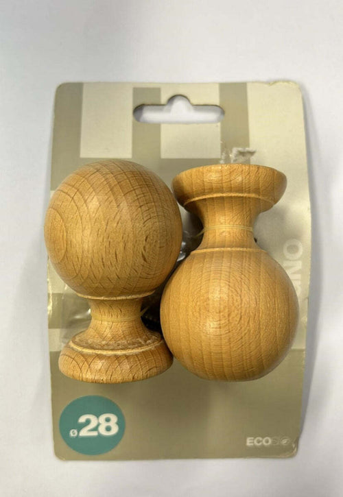 ECOSI'---FINALE-PER-BASTONI-DIAMETRO-28-IN-LEGNO-NATURALE-ROTONDO-PICCOLO