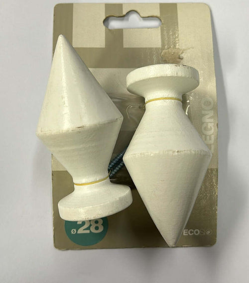 ECOSI'---FINALE-PER-BASTONI-DIAMETRO-28MM-IN-LEGNO-BIANCO-A-ROMBO***