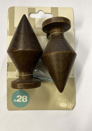 ECOSI'---FINALE-PER-BASTONI-DIAMETRO-28MM-IN-LEGNO-DI-NOCE-A-ROMBO***