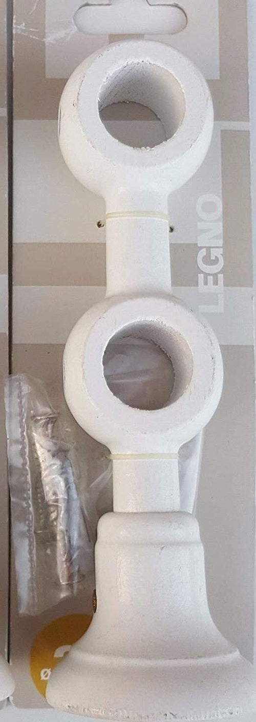 ECOSI'---SUPPORTO-DOPPIO-CHIUSO-PER-BASTONI-D.-20-IN-LEGNO-BIANCO***