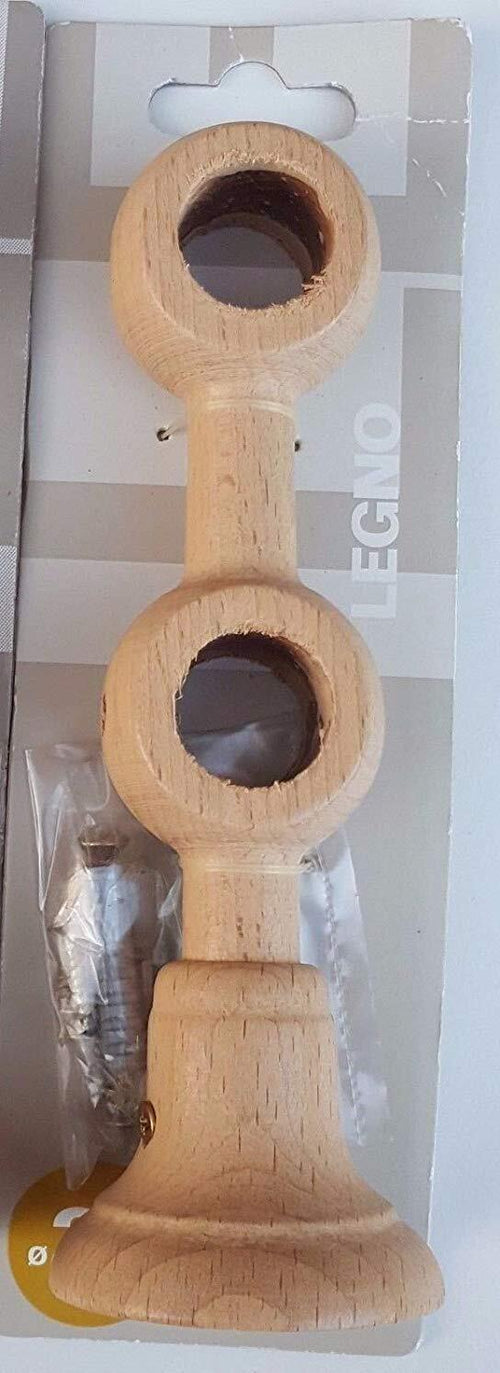 ECOSI'---SUPPORTO-DOPPIO-CHIUSO-PER-BASTONI-D.-20-IN-LEGNO-NATURALE***