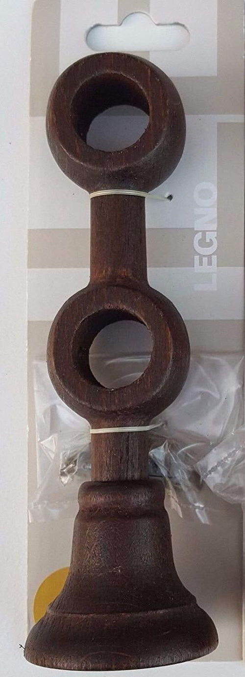 ECOSI'---SUPPORTO-DOPPIO-CHIUSO-PER-BASTONI-D.-20-IN-LEGNO-NOCE-SCURO***