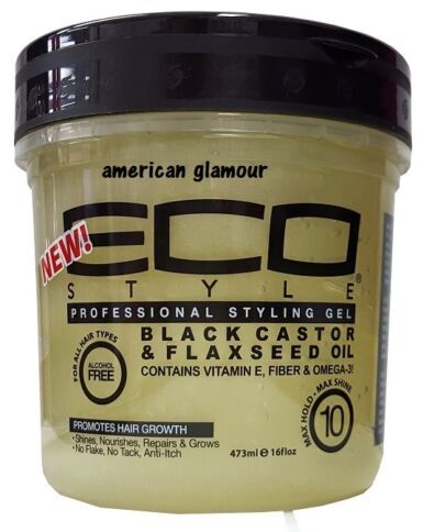 ECOSTYLER STYLING GEL BLACK CASTOR & FLAXSEED OIL 16oz (473ML) PER CAPELLI .