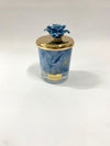 Candela Femiano in marmo Ocean con rosa in ceramica, 9x6 cm, bomboniera elegante realizzata a mano in Italia