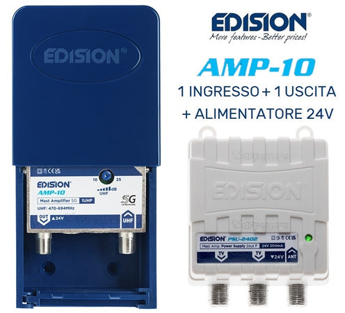 Kit Completo Antenna Tv da Esterno da Tetto Per Digitale Terrestre Con Amplificatore da Palo 25dB