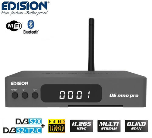 Edision OS Nino Pro Combo DVB-S2X+DVB-T2/C Multistream GRIGIO