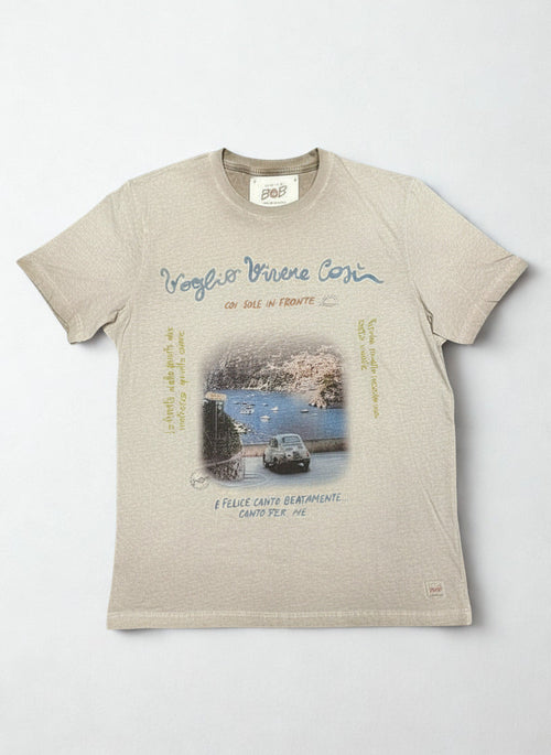 Bob T-shirt uomo in jersey stampata PRINT90 BROWN