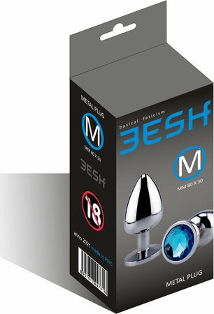 Eesh Basical Feticism Plug Anale In Metallo Cromato Con Gioiello Blu Taglia  Media Sadomaso Bdsm Fetish - commercioVirtuoso.it